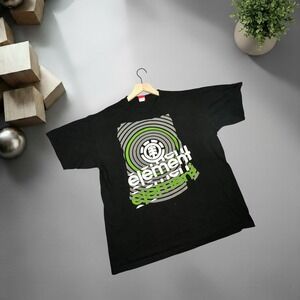 Vintage Element Skateboards TShirt XL Black Y2K Skater Streetwear Spiral Graphic